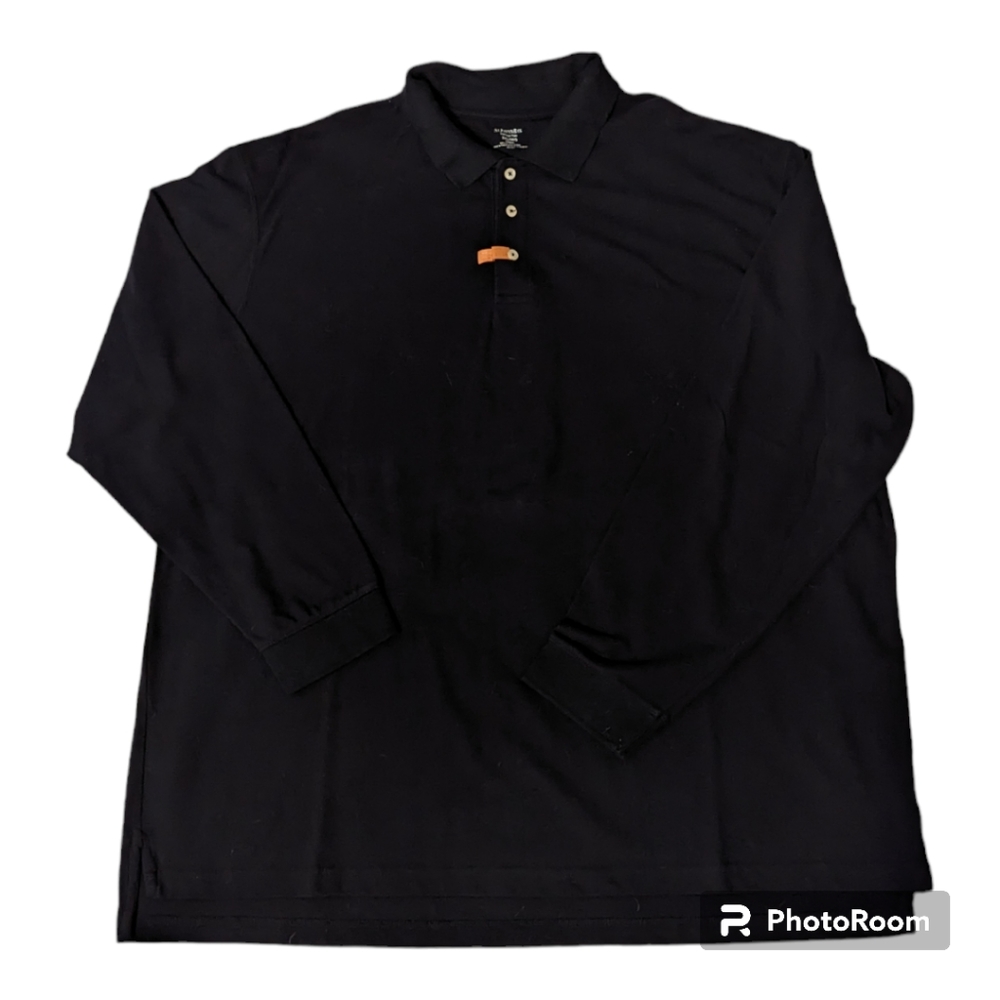 Vintage St Johns Bay Classic Heritage Polo LS Black Polo Shirt Men's 3XL